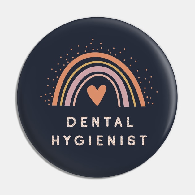 Dental Hygienist - Boho casual rainbow dark Design Pin by best-vibes-only