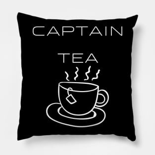 Captain Tea Typography White Design Pillow