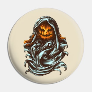 Cloaked halloween pumpkin ghost Pin
