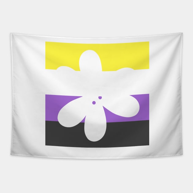 Flower Outline - discreet nonbinary pride flag Tapestry by JuneNostalgia