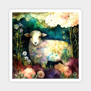 Sheep , Watercolor Farm Animals Magnet