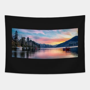 Queenstown Lakeside Sunset Tapestry