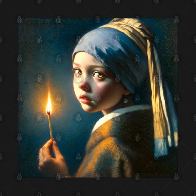 Illuminated Grief: The Match Girl's Lament - Vermeer's Vision Reimagined by Edd Paint Something