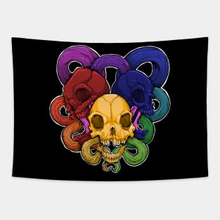 Color Wheel Skulls Tapestry