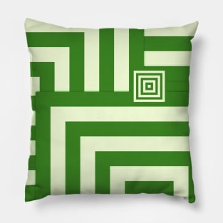 Green Square in Square Neo Geometric Pattern Pillow