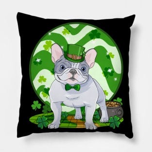 French Bulldog Dog St Patricks Day Irish Leprechaun Pillow