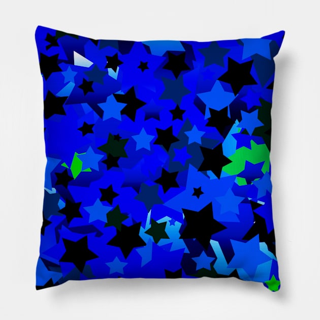 Punk Rock Stars Blue Pillow by BlakCircleGirl
