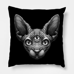 Three Eyed Egyptian Sphynx cat Pillow