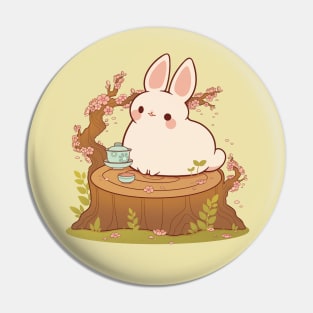 Cherry blossom tea bunny Pin