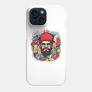 Red mustache hipster doodle classic tshirt Phone Case