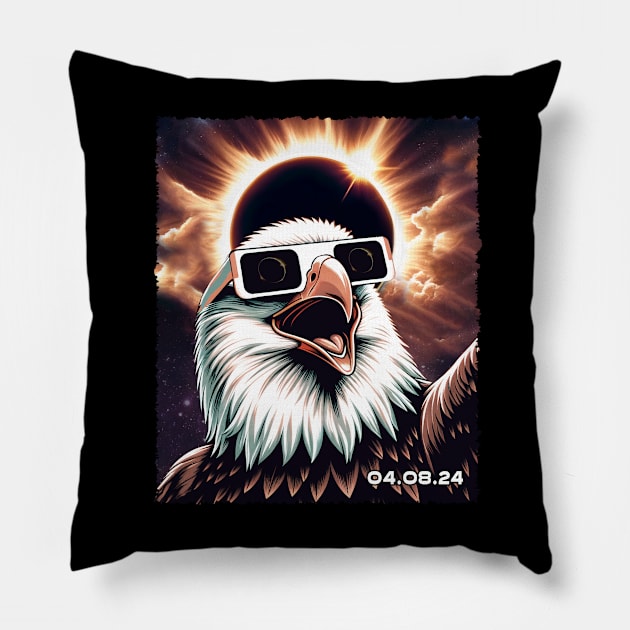 Solar Eclipse Eagle: Bold Tee Honoring the Mighty Eagle Spirit Pillow by ArtByJenX