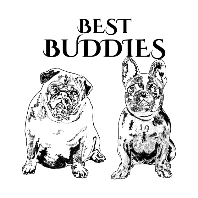 Best Buddies Pug French Bulldog black by Monstershirts