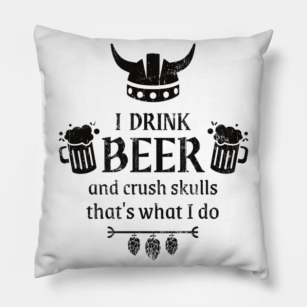 Viking Beer Drinker Funny Saying Pillow by Foxxy Merch