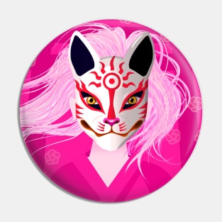 Japanese Kitsune Mask Pin