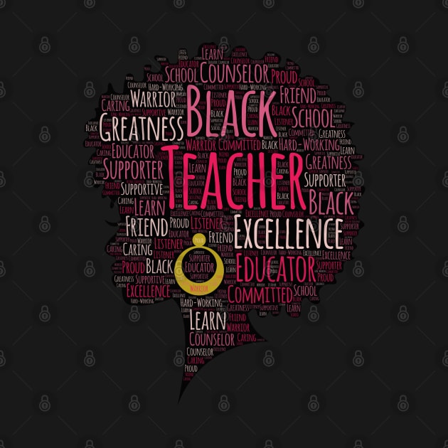 Black Teacher Words in Afro by blackartmattersshop