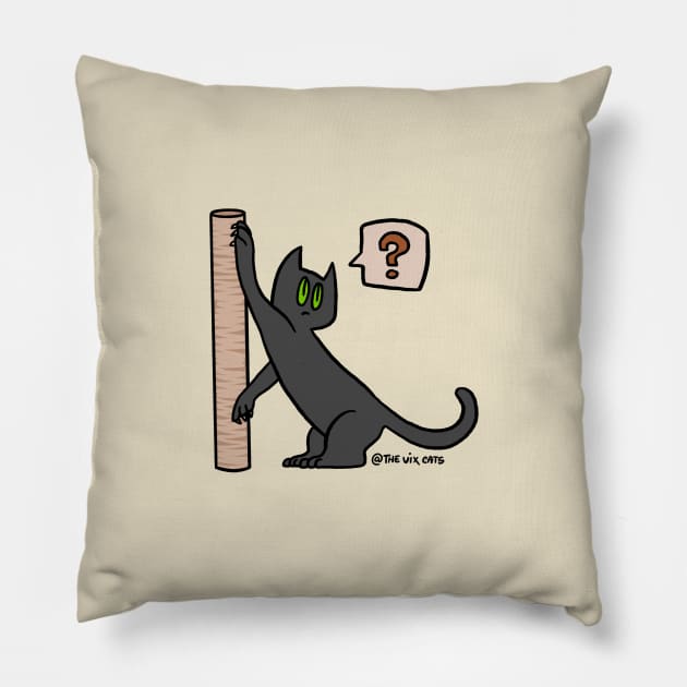 The scratching post dilema Pillow by The Vix Cats