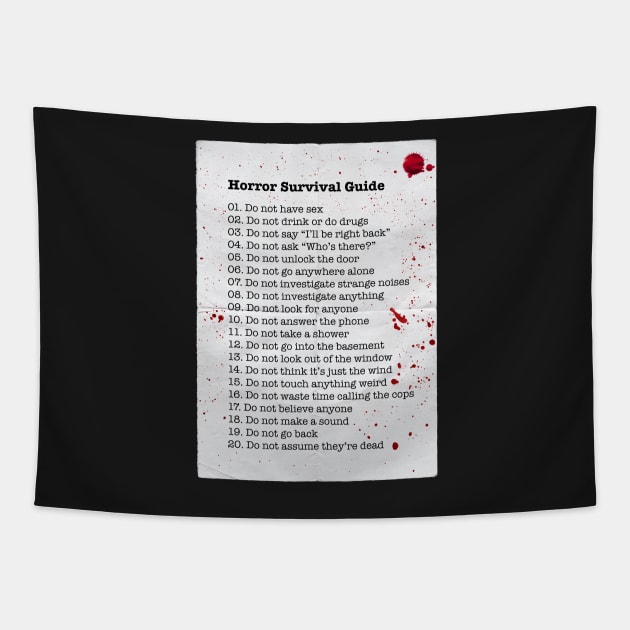 Horror Survival Guide Tapestry by EstrangedShop