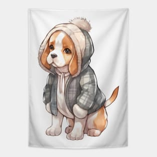 Watercolor Cozy Beagle Dog Tapestry