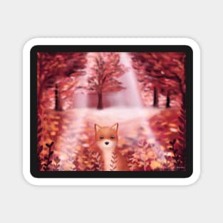 Pink Autumn fox Magnet