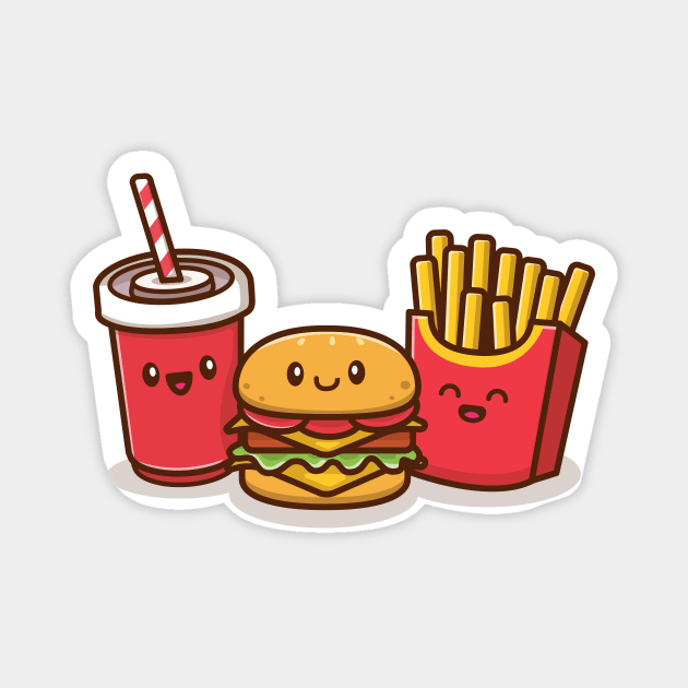 Cute Burger With Soda And French Fries Magnet by Catalyst Labs