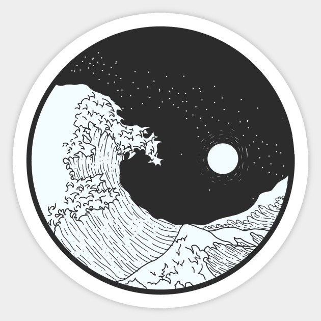 Great Wave Yin Yang Hokusai Sticker Teepublic