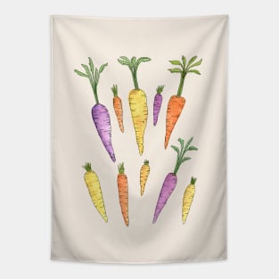 Watercolor Heirloom Carrot Pattern on Textured Cream Tapestry