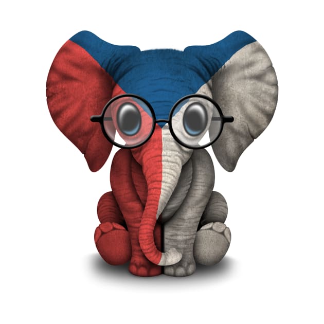 Baby Elephant with Glasses and Czech Flag by jeffbartels