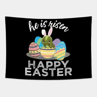 Cute Iguana Lizard Bunny Ears Easter Egg Hunt Risen Bible Tapestry