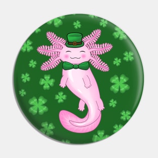 Cute St Patrick's axolotl Pin