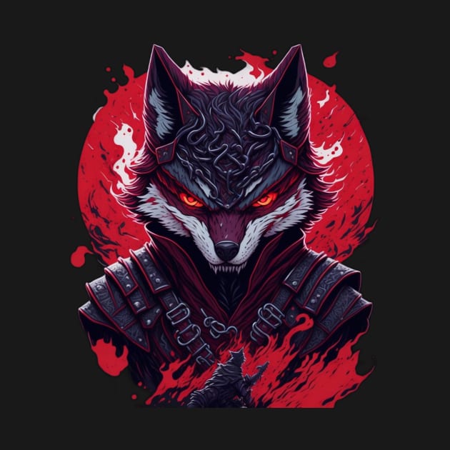 evil ninja wolf face by Rizstor