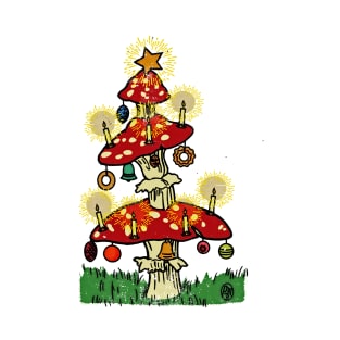 Vintage Fairy Mushroom Christmas Tree T-Shirt