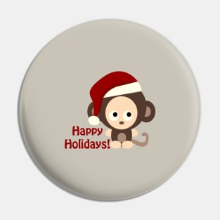 Happy Holidays Santa Monkey Pin