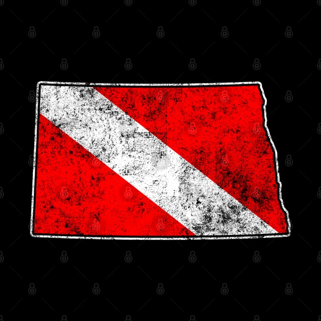 North Dakota Dive Flag Scuba Diving State Map Dive Flag Distressed by TeeCreations