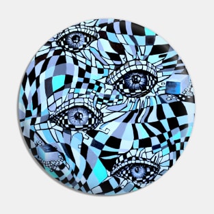 Conspiracy All Seeing Eye in Chessboard Style Pin