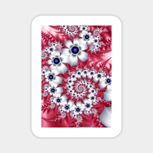 white abstract fractal flowers Magnet