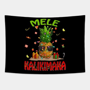 Mele Kalikimaka Pineapple Shirt Hawaiian Christmas Tapestry