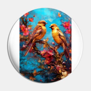 two birds watercolor art Pin