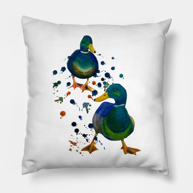 Splashy Ducks Pillow by wallaceart