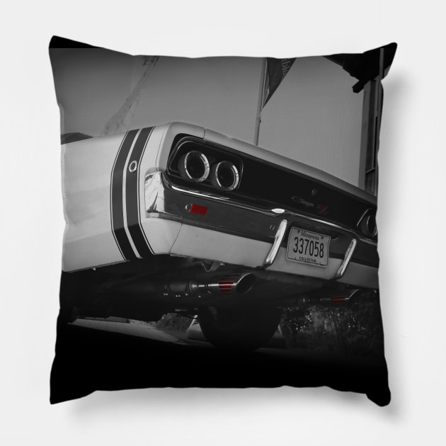 Dodge Charger R/T, Black and White Pillow by hottehue