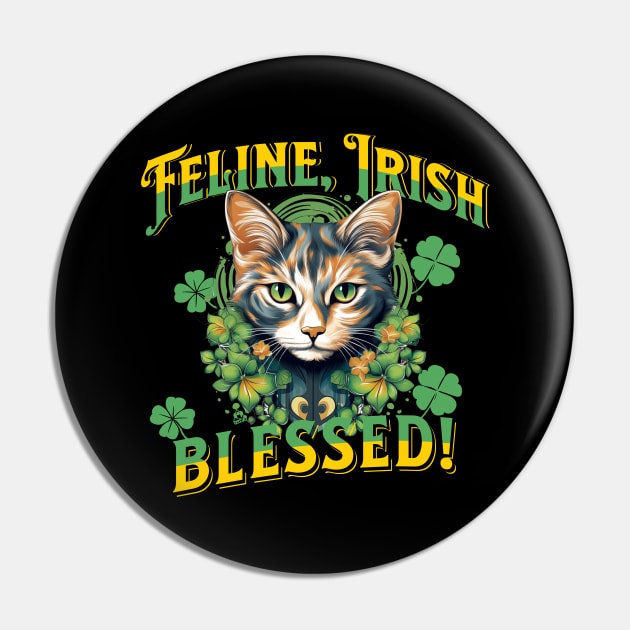 FELINE IRISH BLESSED Feline Kitty Design Pin by ejsulu