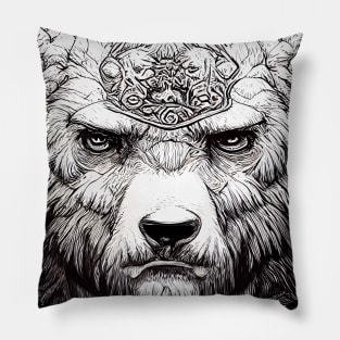 Bear Grizzly Wild Nature Illustration Line Epic Illustration Line Art Pillow