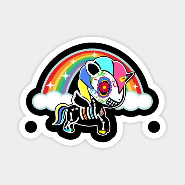 Cute Skull Unicorn Day Of The Dead Halloween Skeleton Skulls Magnet by jenneketrotsenburg