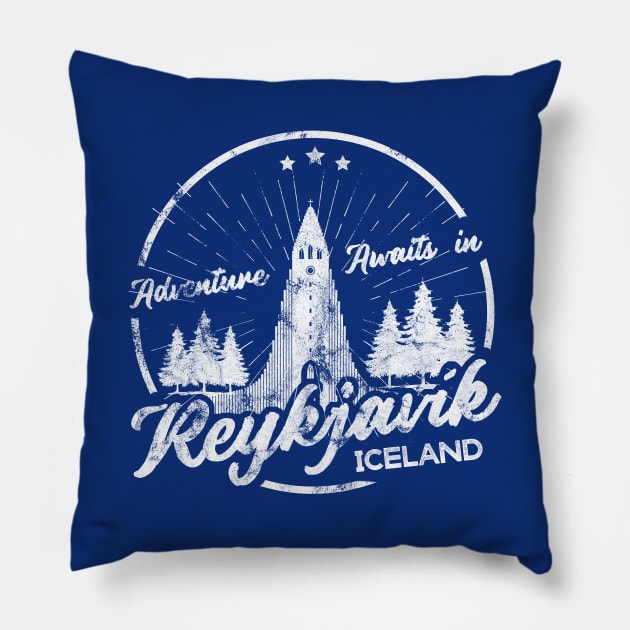 Reykjavik Iceland - Adventure Awaits! Pillow by VeryBear