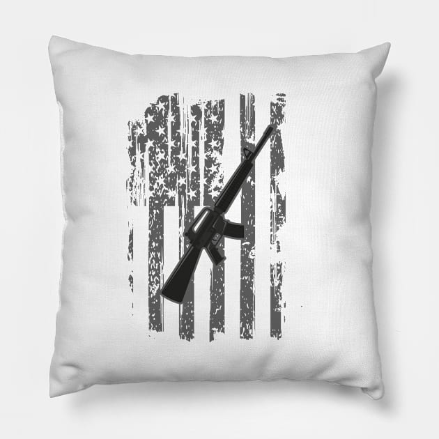 USA American Flag Military Rifle Patriotic Pillow by BUBLTEES