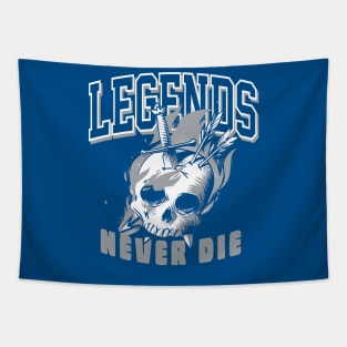 Legends Never Die True Blue Retro Tapestry