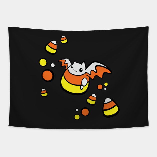 Candy Corn Bat Tapestry by Shanimation