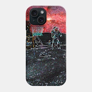 Trippy Moon landing flag salute with amazing sky Phone Case