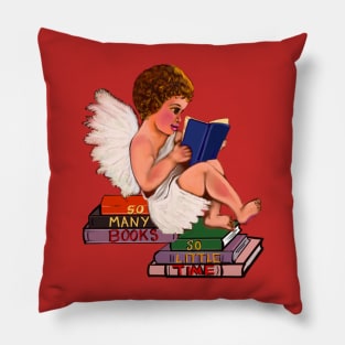 Bookworm angel - Little bookworm angel boy cherub reading a book - tranquil winter scenery Pillow