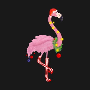 Cute and Fun Tropical Flamingo Christmas T-Shirt