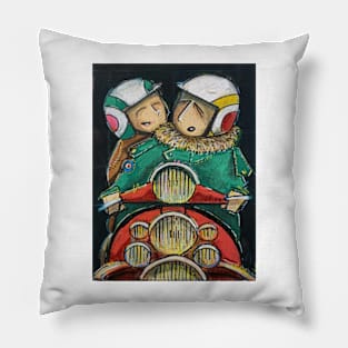 Retro Scooter, Classic Scooter, Scooterist, Scootering, Scooter Rider, Mod Art Pillow